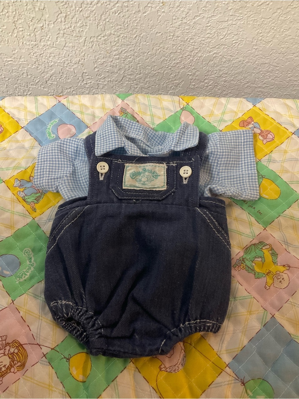 Restored Vintage Cabbage Patch Kid Denim Romper With Matching Blue Shirt